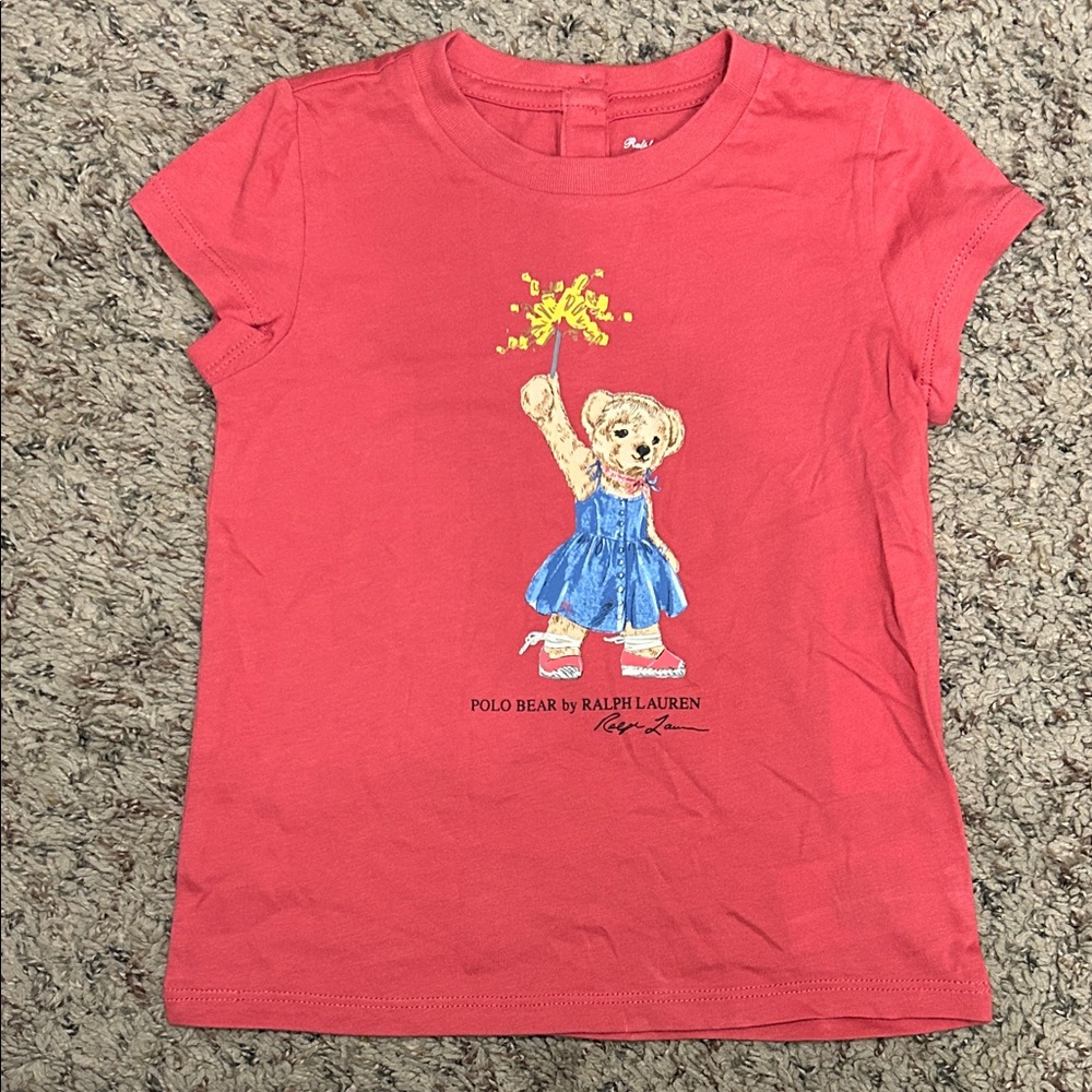 Polo by Ralph Lauren Kids Coral T-Shirt with Bear Graphic